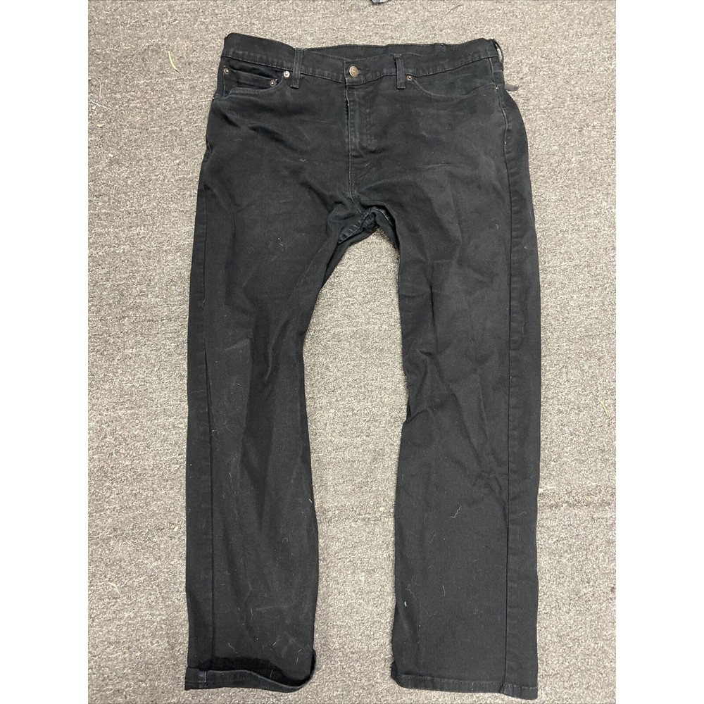 Levis Jeans Mens 38x30 Black Denim 513 Slim Fit Straight Stretch Flex Pants Dark